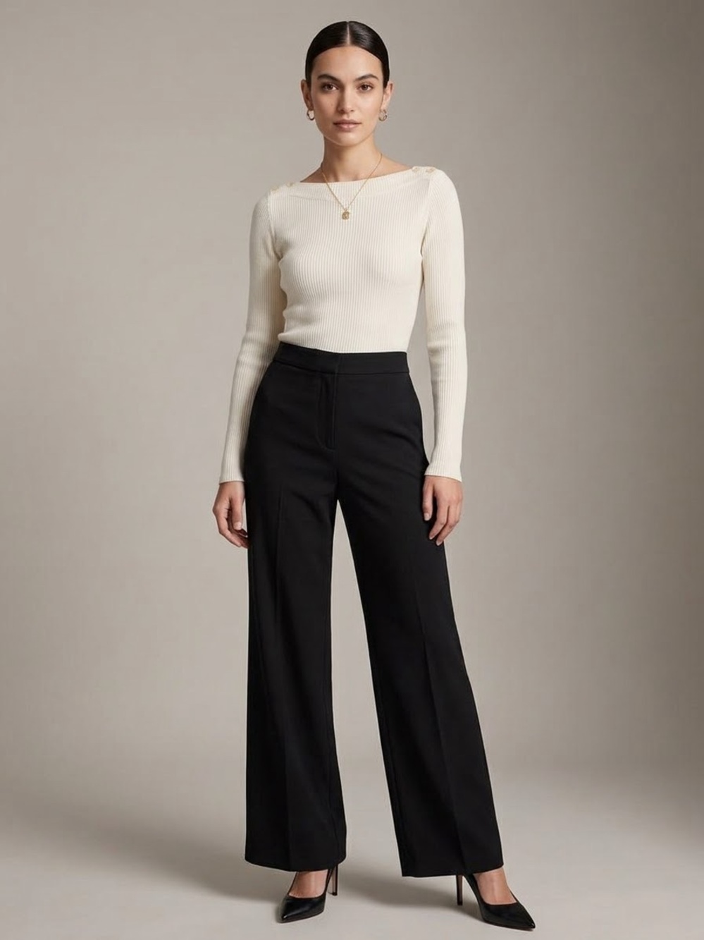 J.Crew Long Sleeve Ribbed Knit Boatneck Sweater Top with Shoulder Buttons